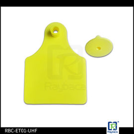 RFID UHF Two Pieces Yellow Anti Animal Bit Tags , RFID Ear Tags For Cattle