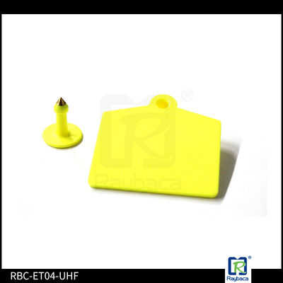 Yellow UHF RFID Engravable Cattle Ear Tags For Livestock